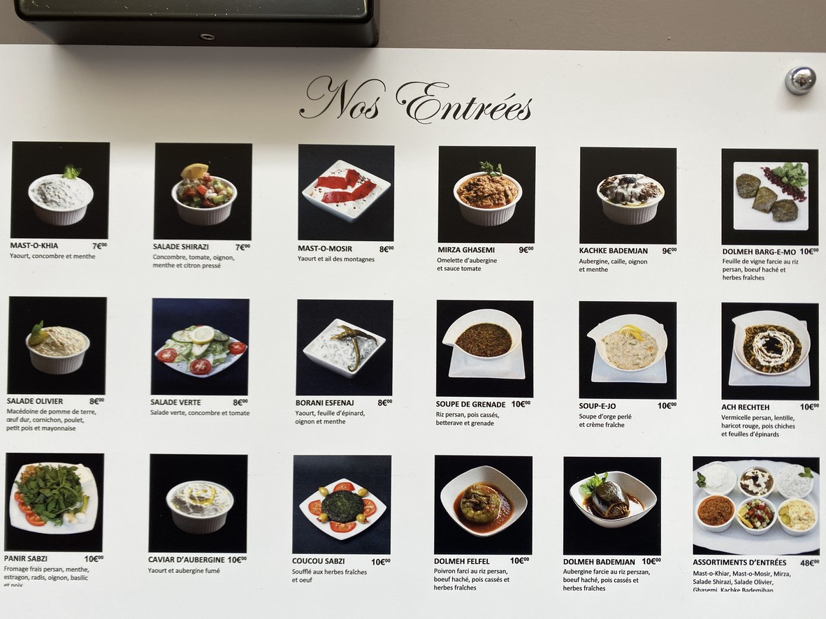 Restaurant Téhéran menu 2