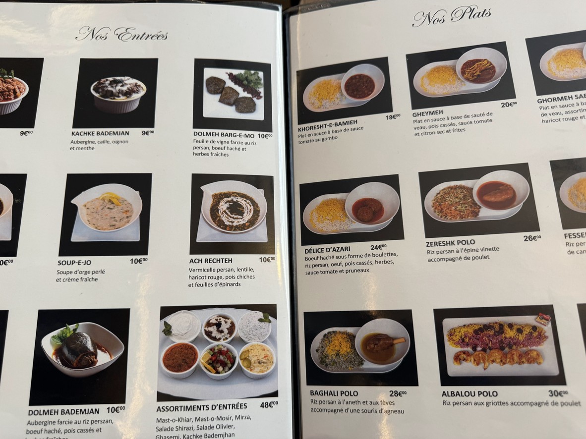 Restaurant Téhéran menu 4