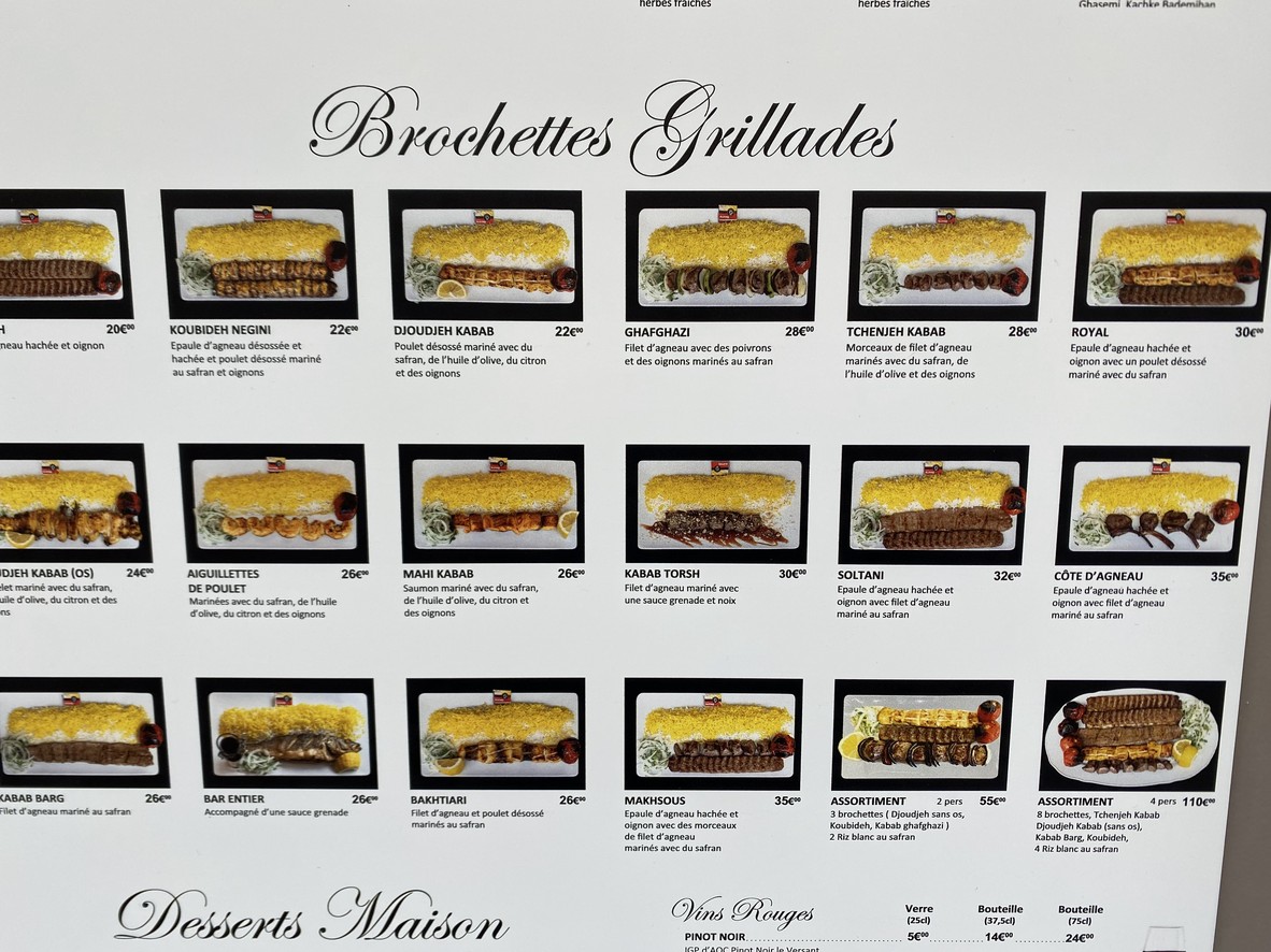 Restaurant Téhéran menu 5