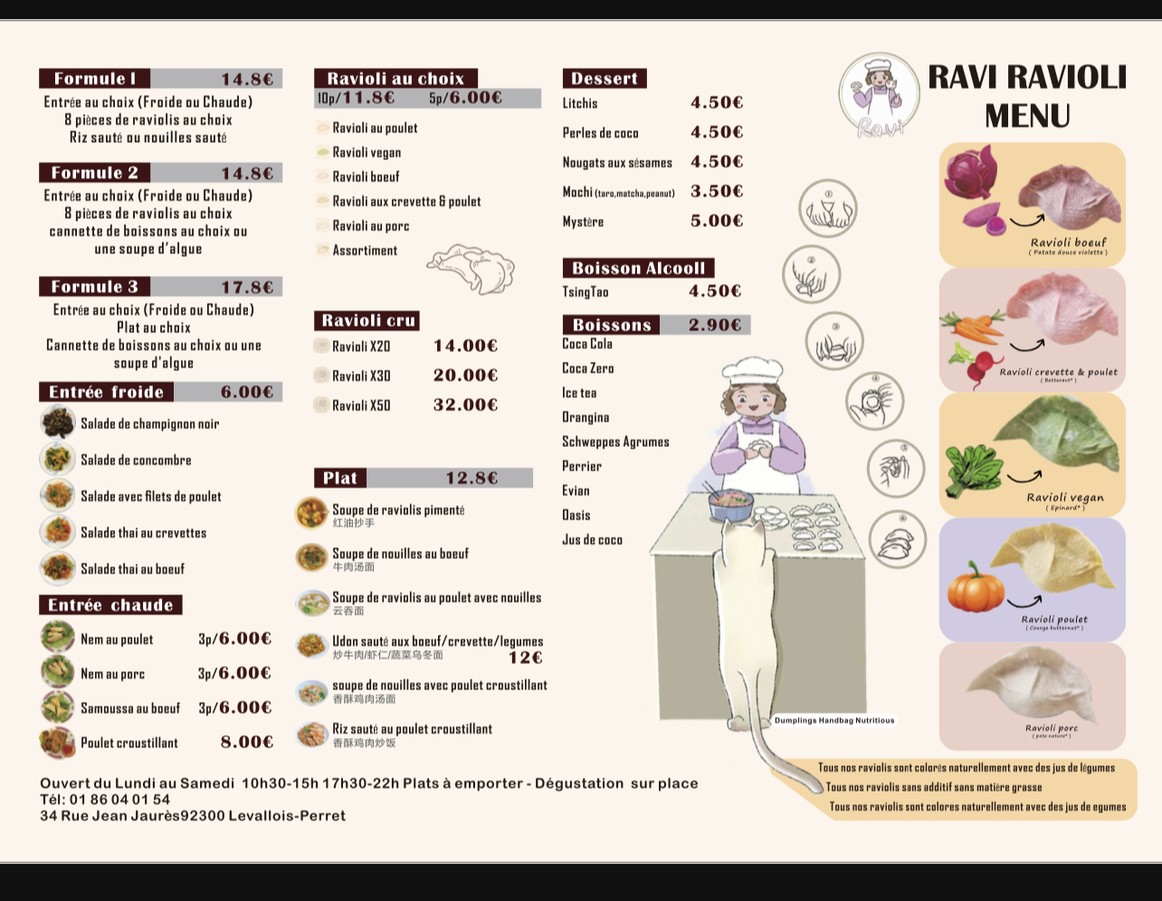 Ravi Ravioli menu 1