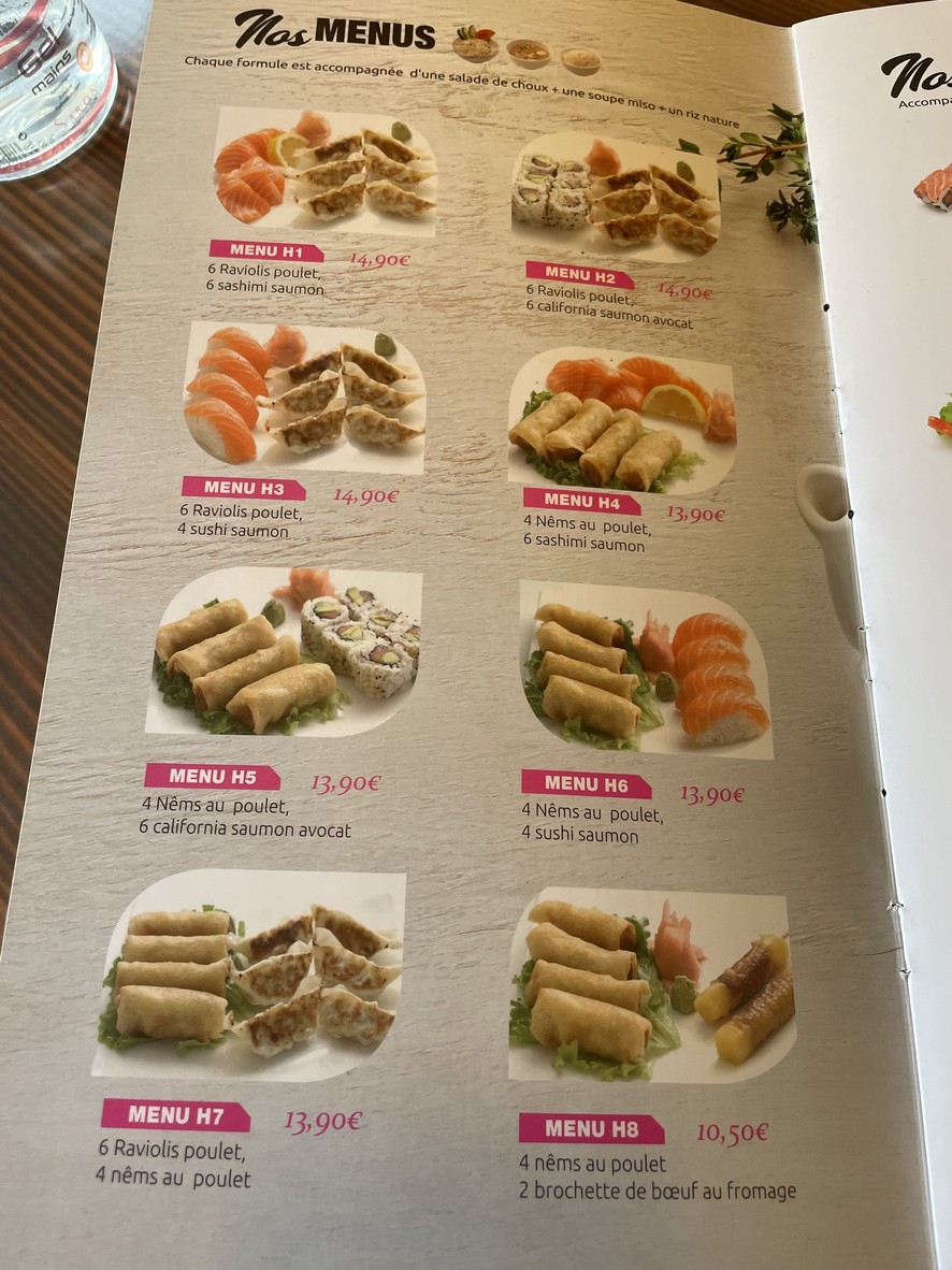 Sayori Sushi menu 2