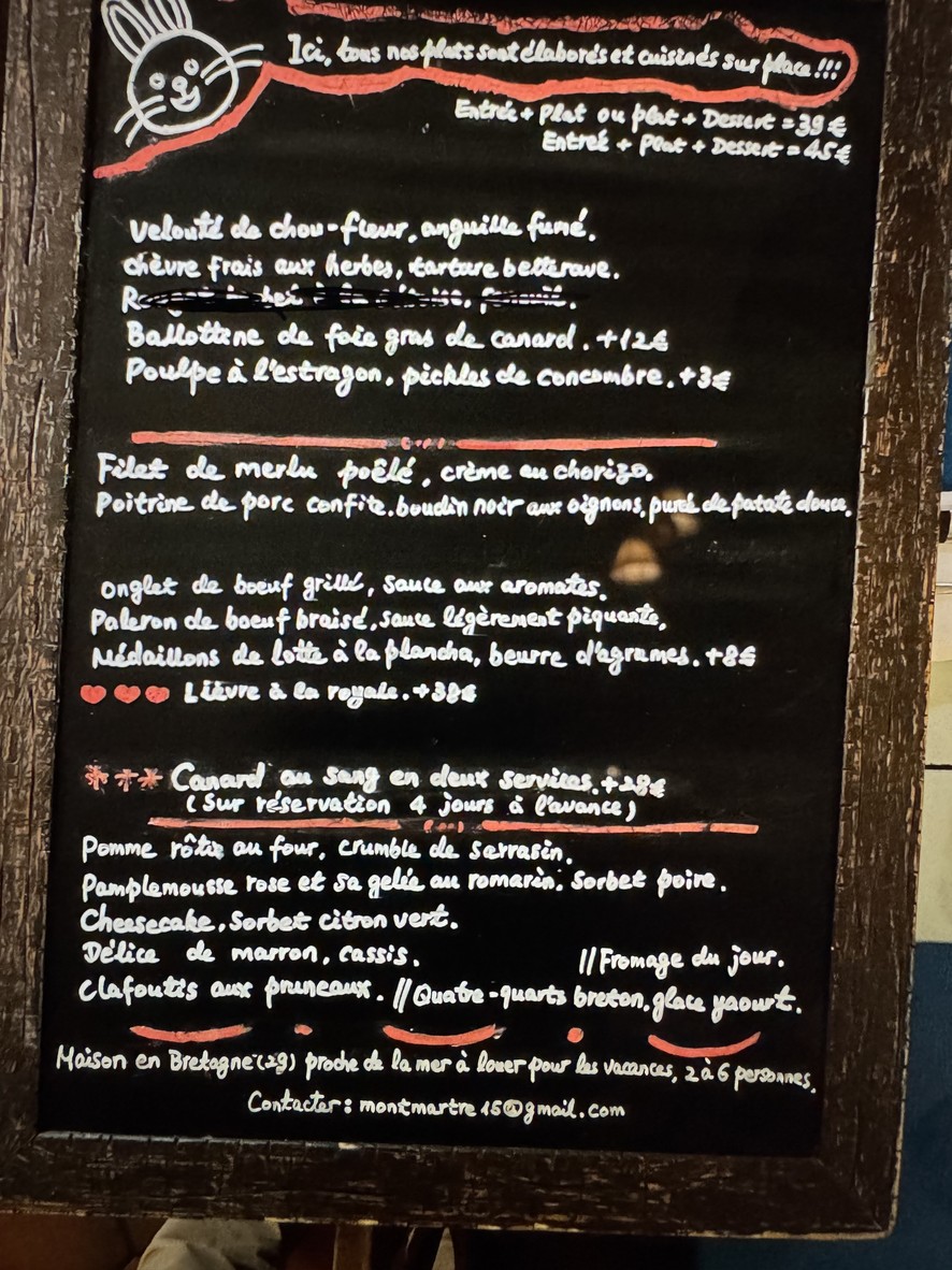 Le Bistrot du Maquis menu 1