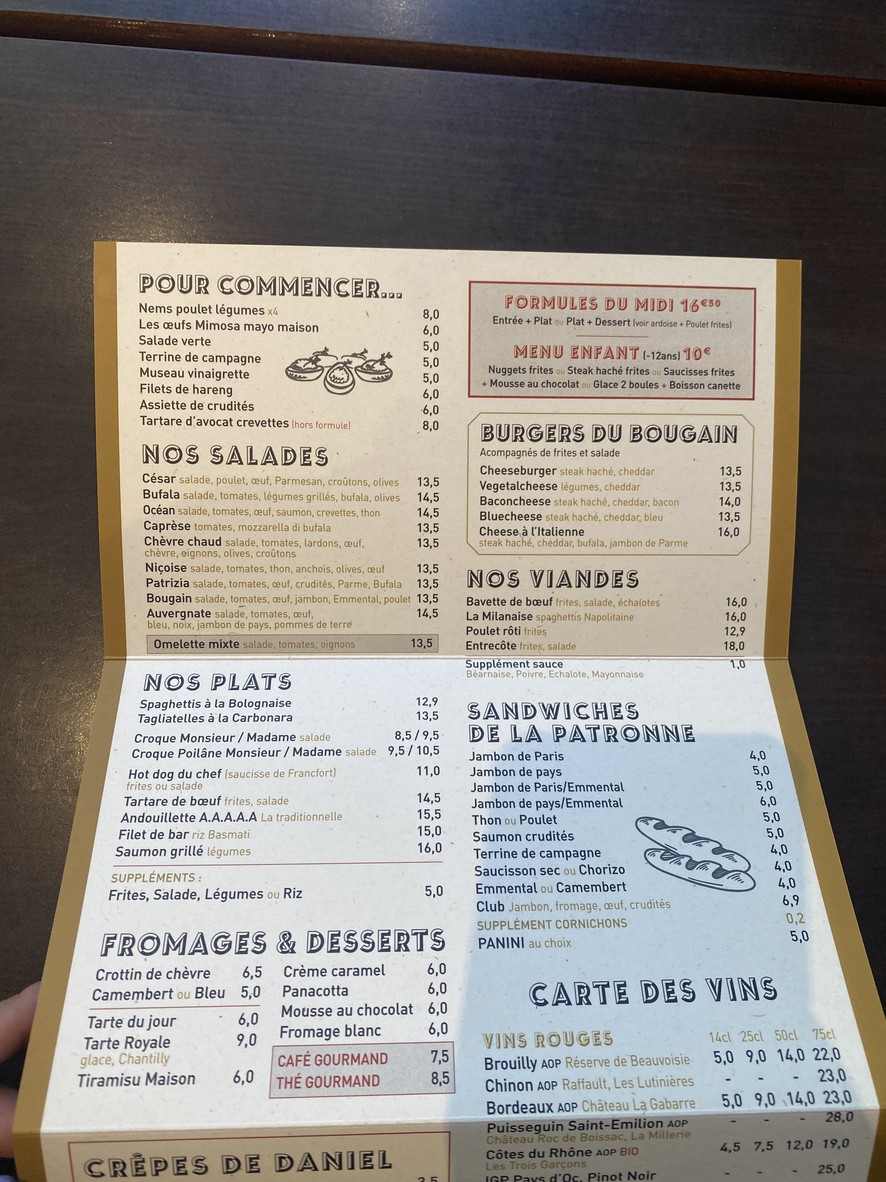 Le Bougainvillier menu 2