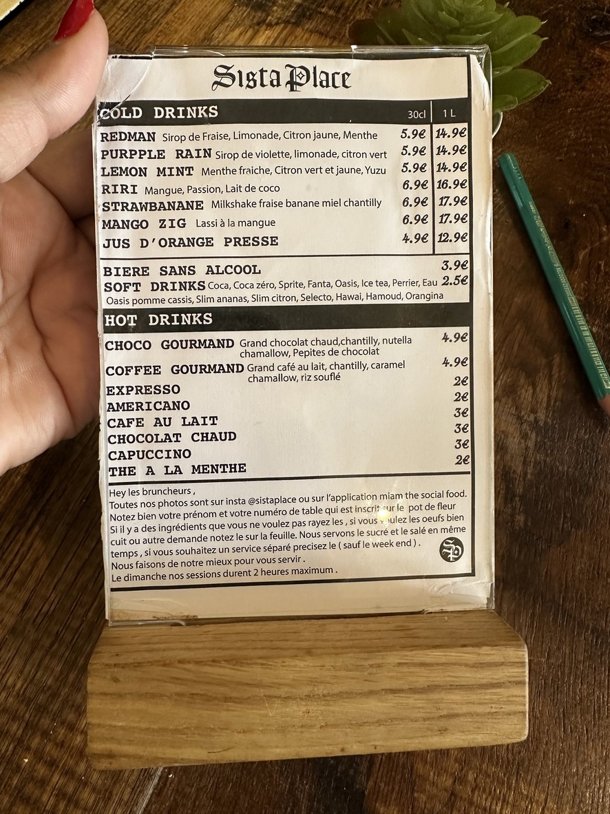 Sista Place menu 2