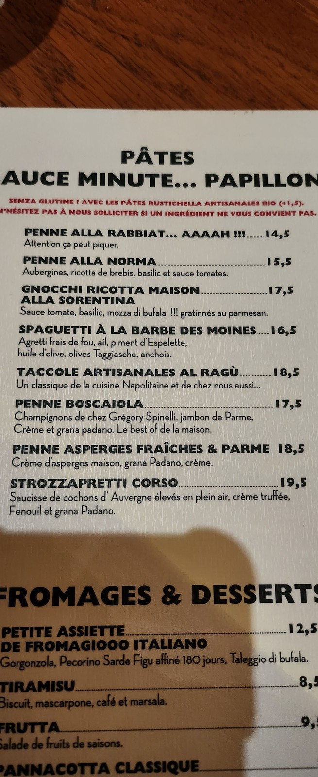 CORSO café parisien à l'accent Italien menu 1