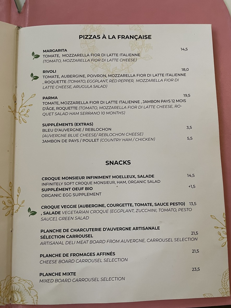 Café Carrousel menu 2
