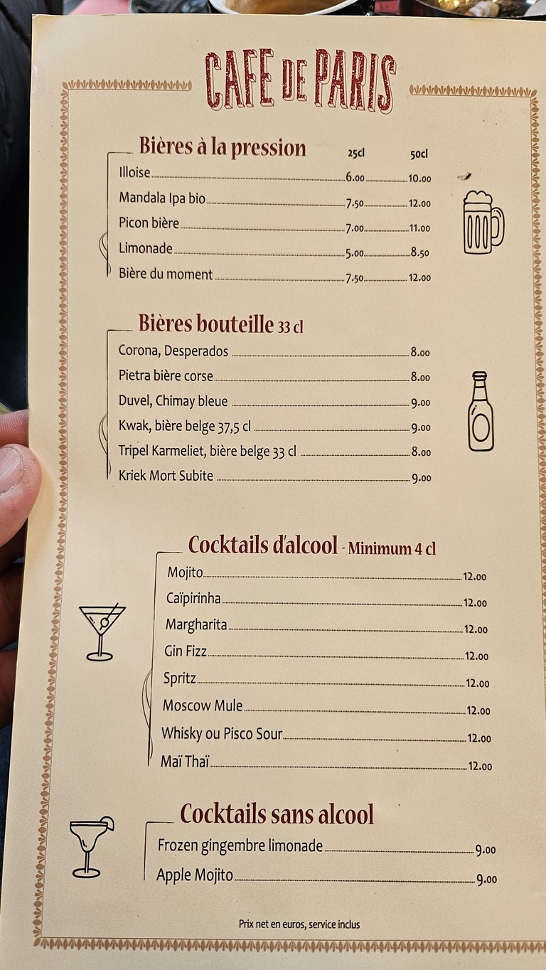 Café de Paris menu 2