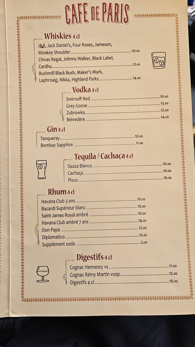 Café de Paris menu 4