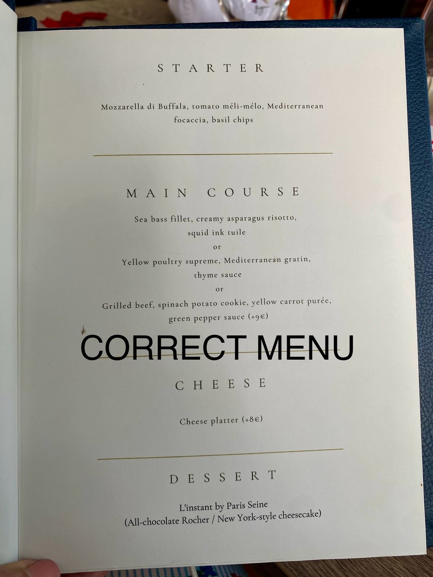 Paris Seine menu 1