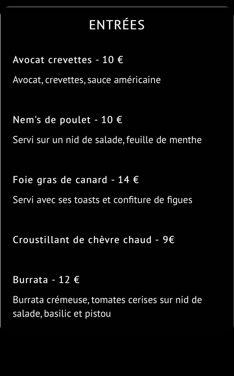 Le Soixante-Quinze menu 1