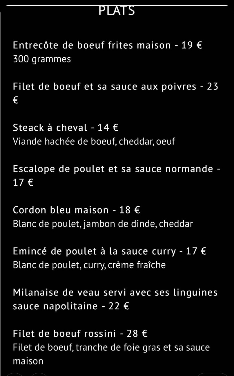 Le Soixante-Quinze menu 2