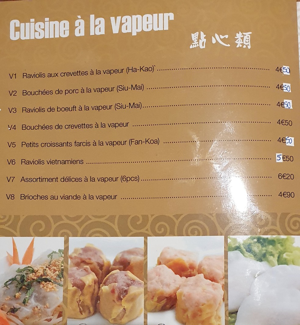 La Grande Muraille menu 3