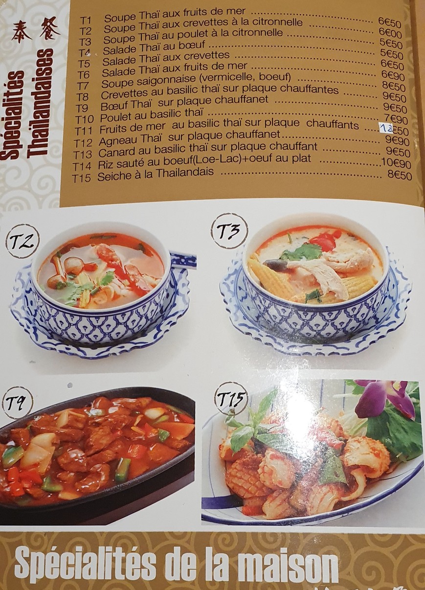 La Grande Muraille menu 5