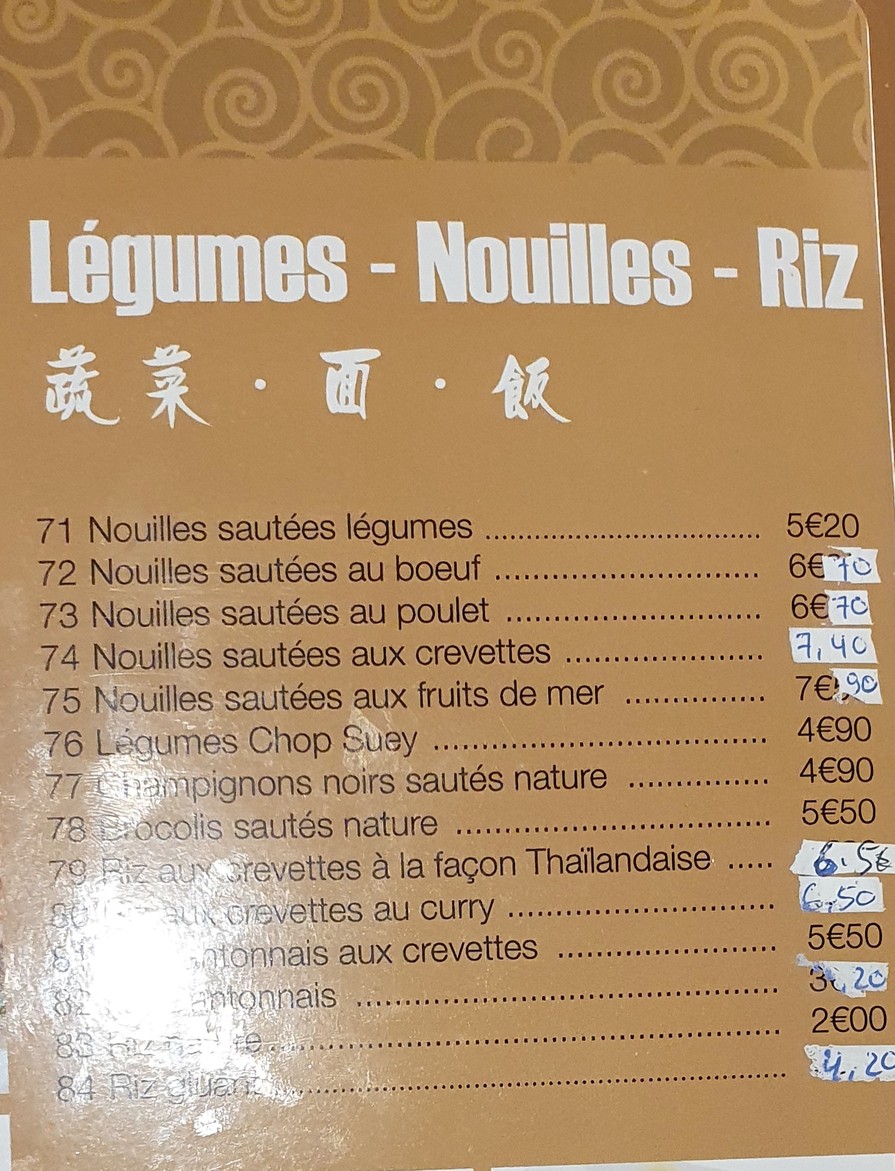 La Grande Muraille menu 6