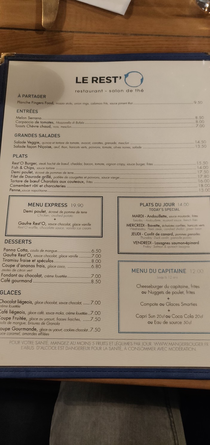 Le Rest'O menu 1
