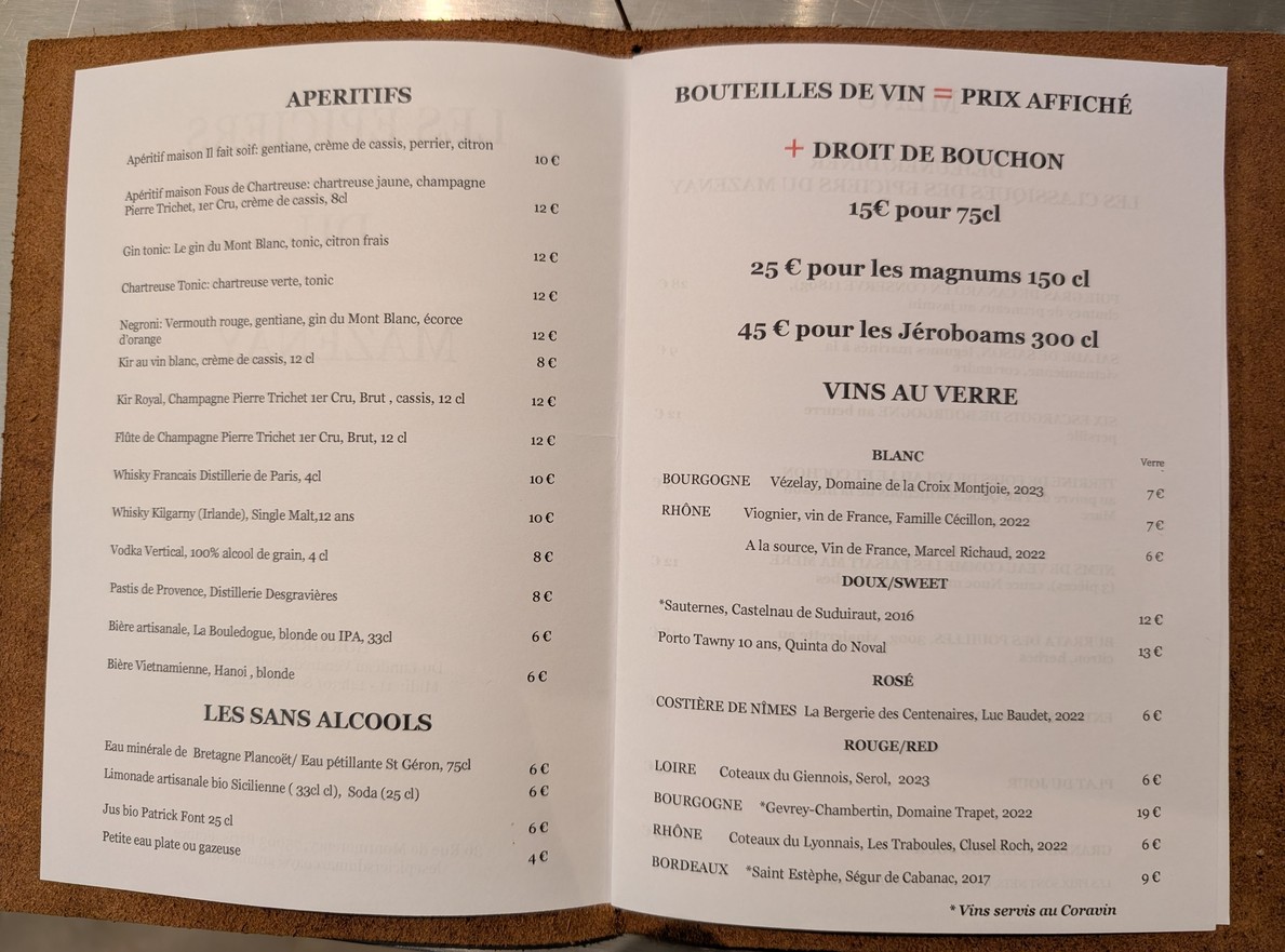 Les Epiciers menu 2