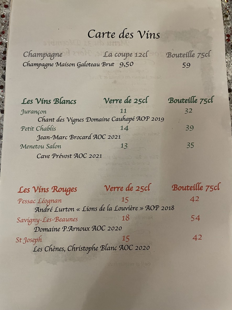 Le Septième Vin menu 2