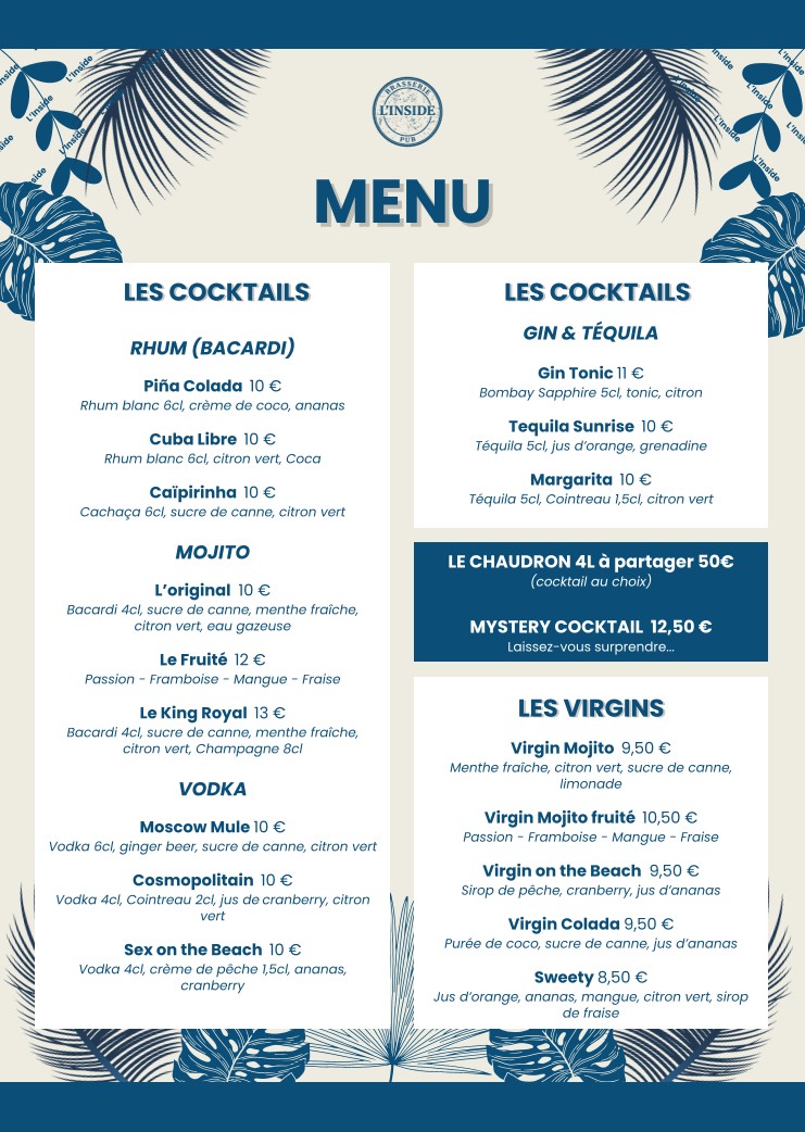 L'Inside restaurant - Portes de Taverny menu 3