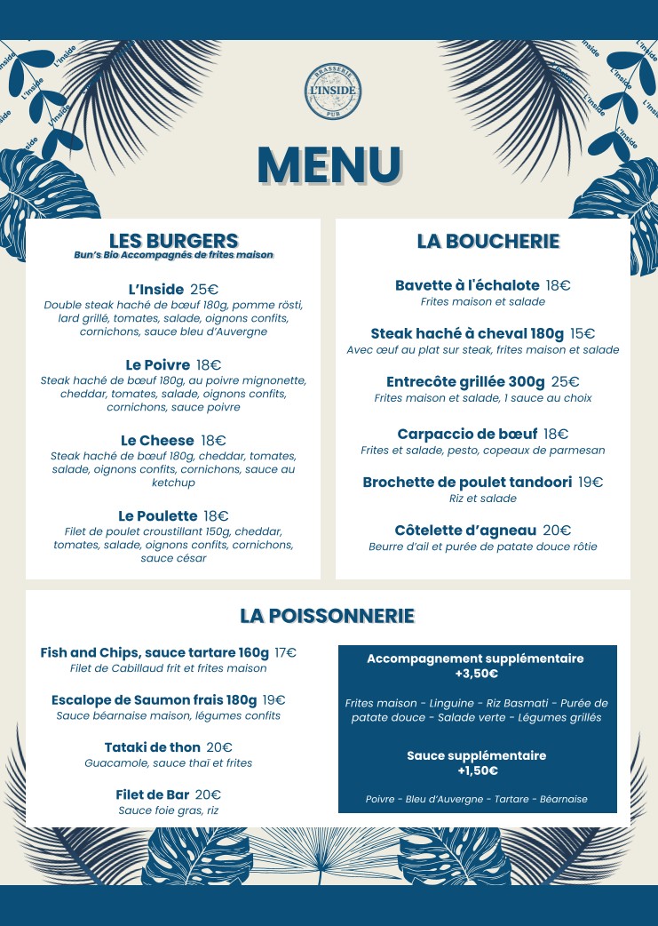 L'Inside restaurant - Portes de Taverny menu 6