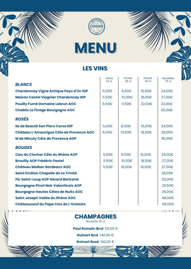 L'Inside restaurant - Portes de Taverny menu 7