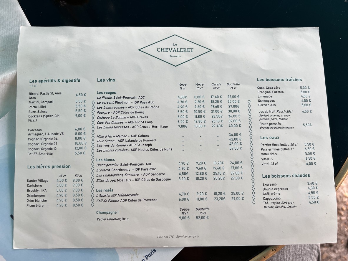 Le Chevaleret - Brasserie menu 2