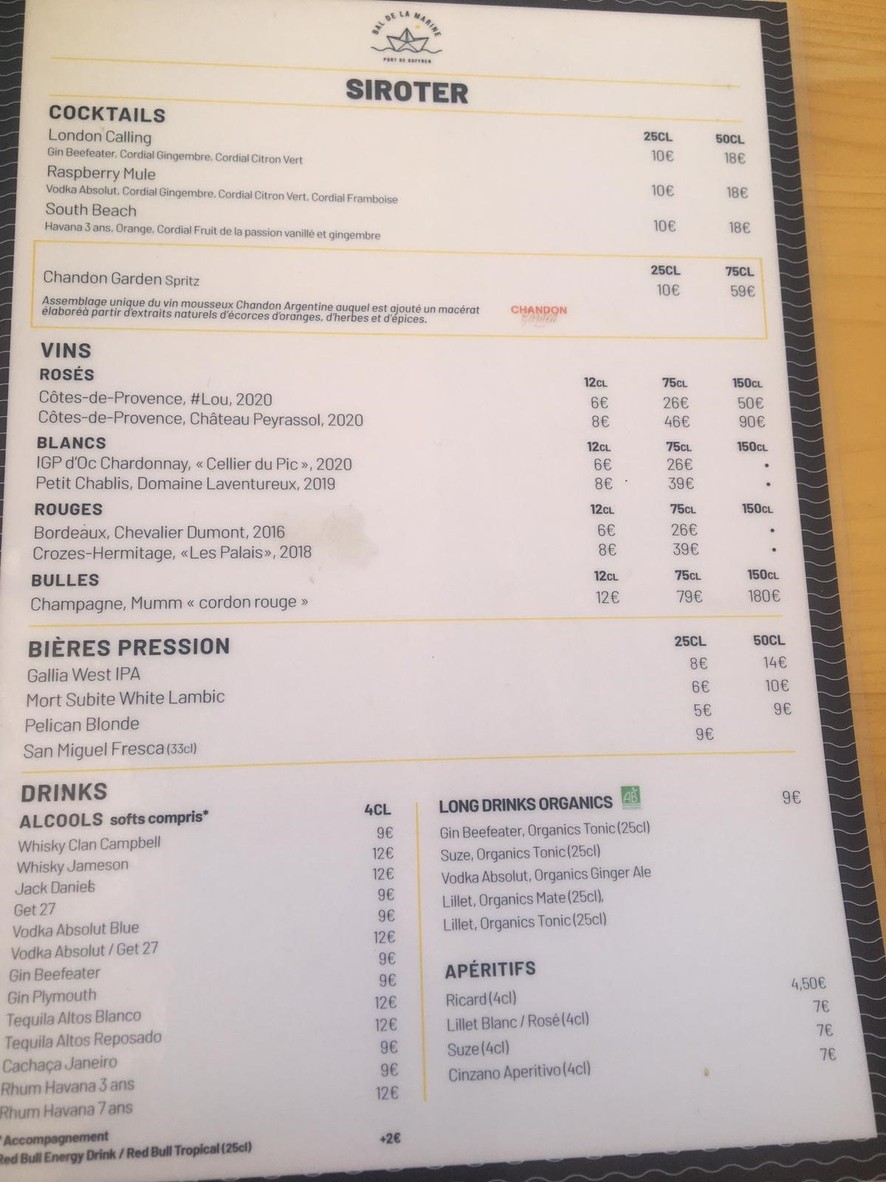 Bal de la Marine menu 2