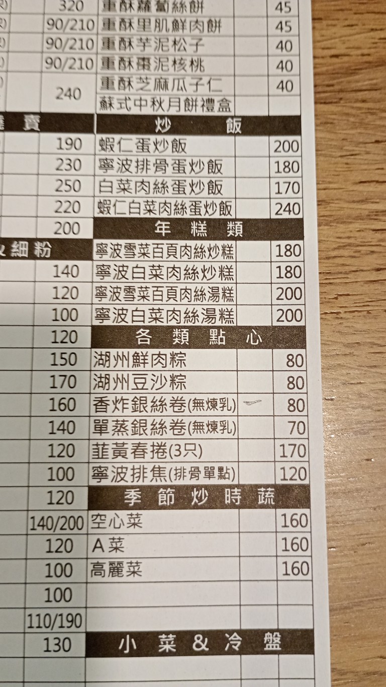 Sū háng diǎnxīn diàn menu 3