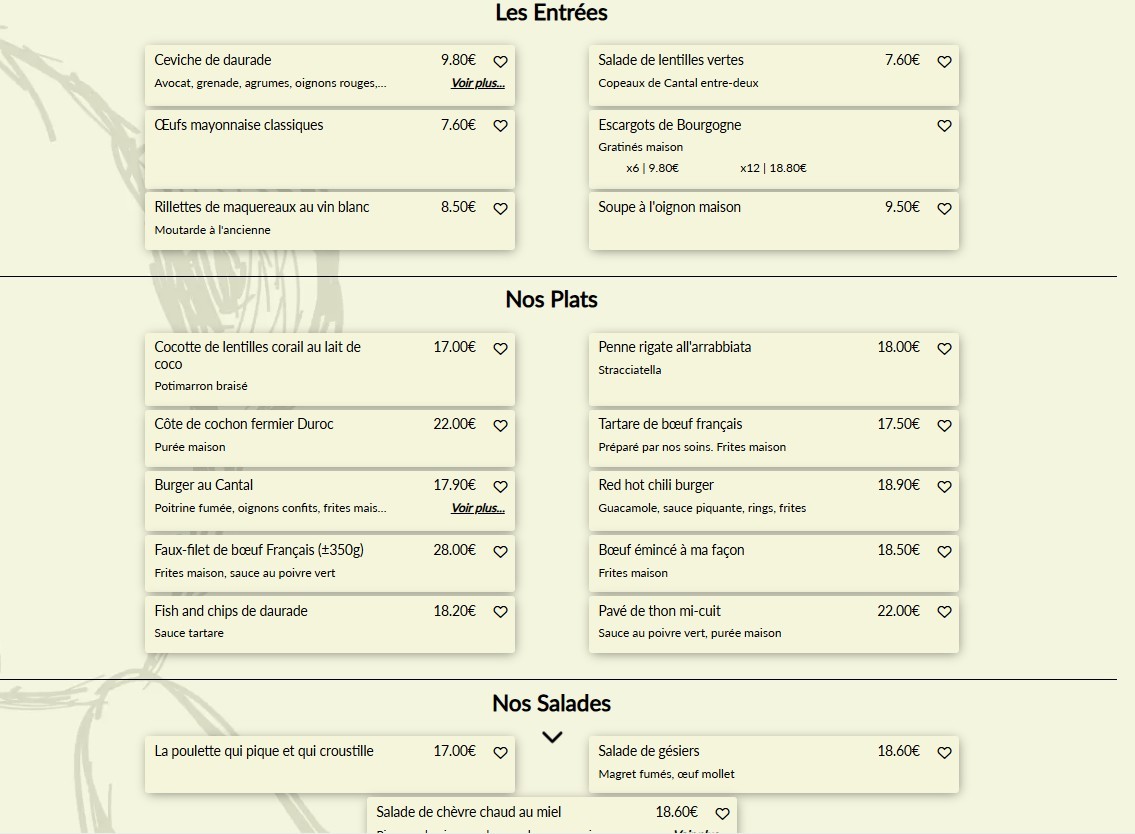 la Manufacture menu 3