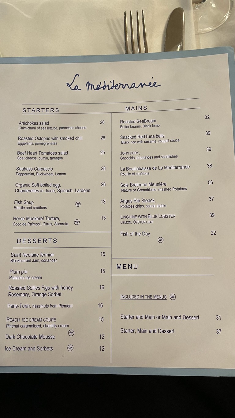 La Méditerranée menu 1