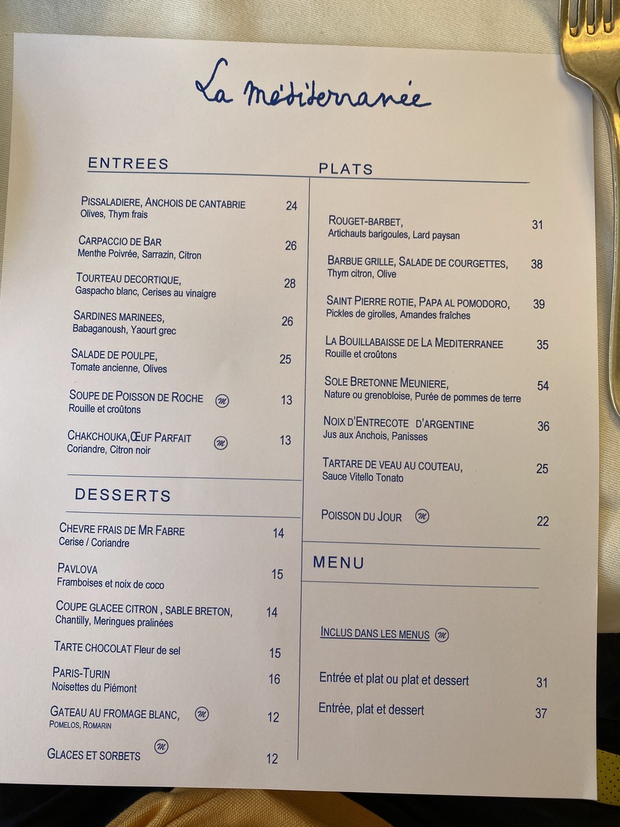 La Méditerranée menu 5