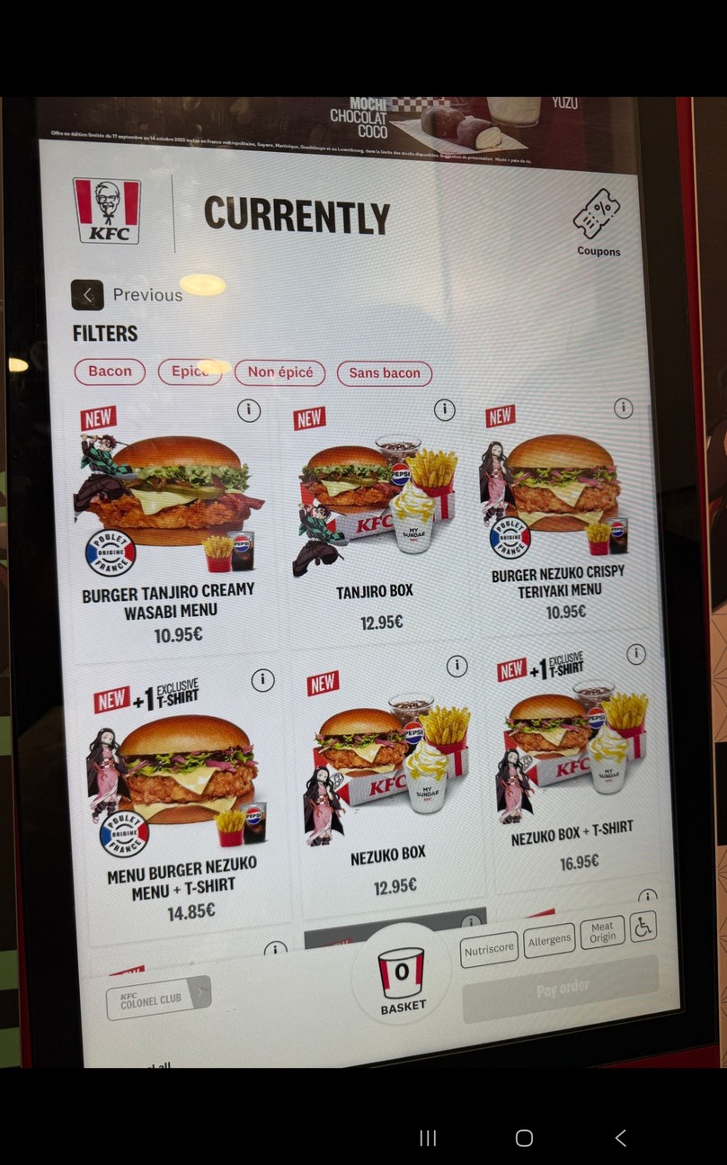 KFC Paris Barbès menu 1