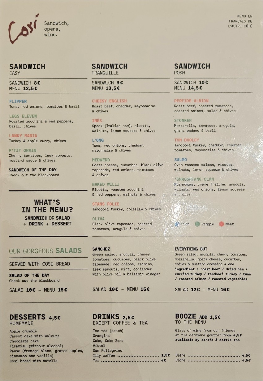 Cosi menu 1