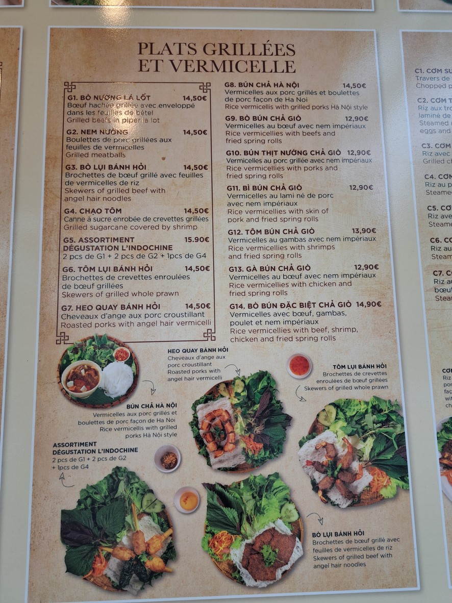 Indochine menu 2