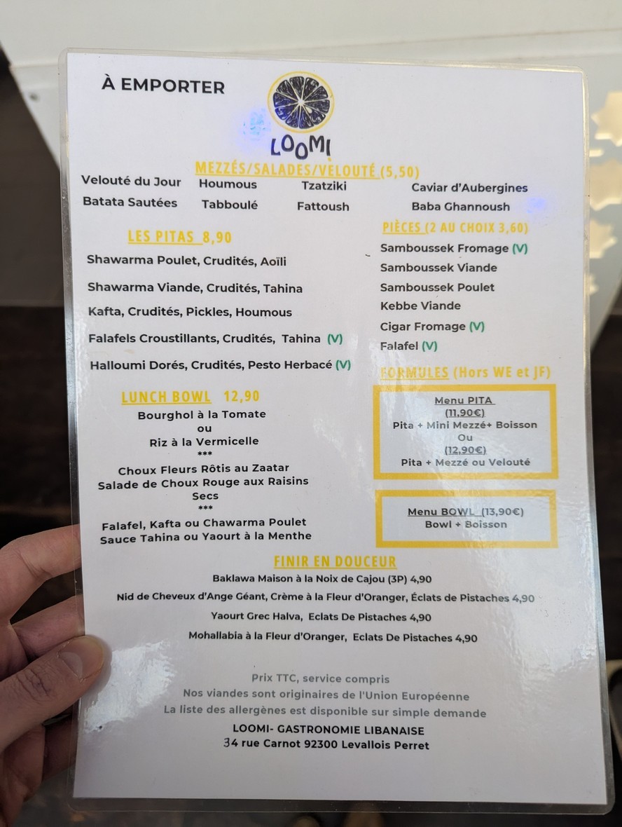 LOOMI menu 2