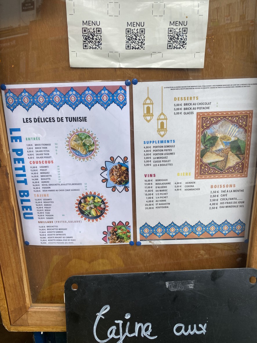 Restaurant Les délices de Tunisie menu 1