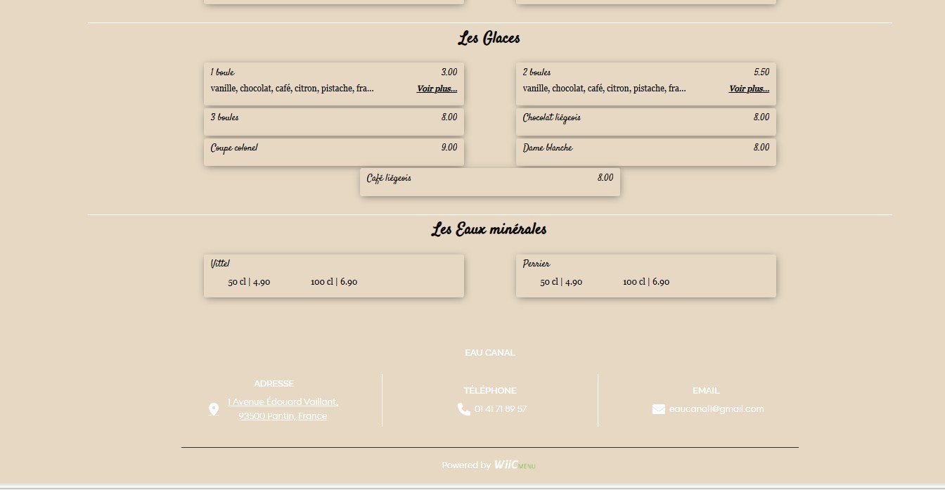 Eau Canal menu 5