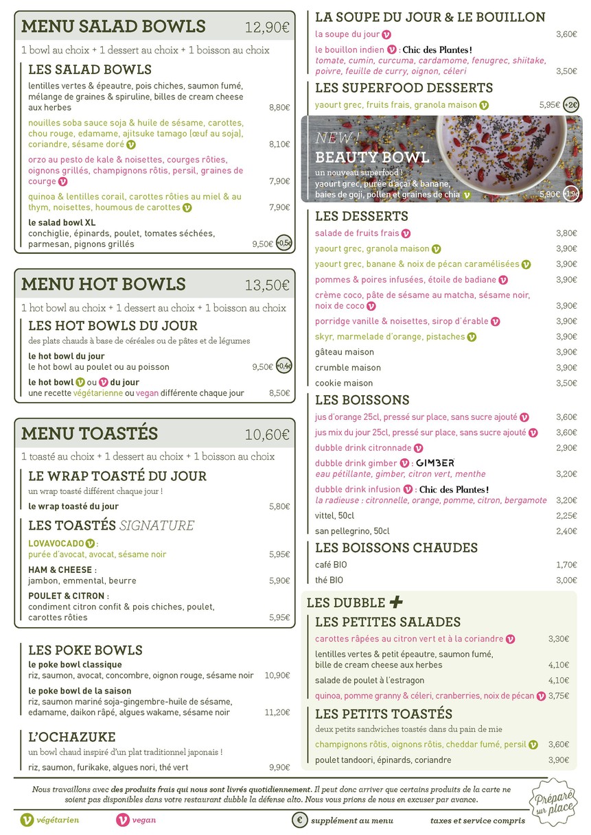 Dubble La Défense Alto | Healthy Food menu 1