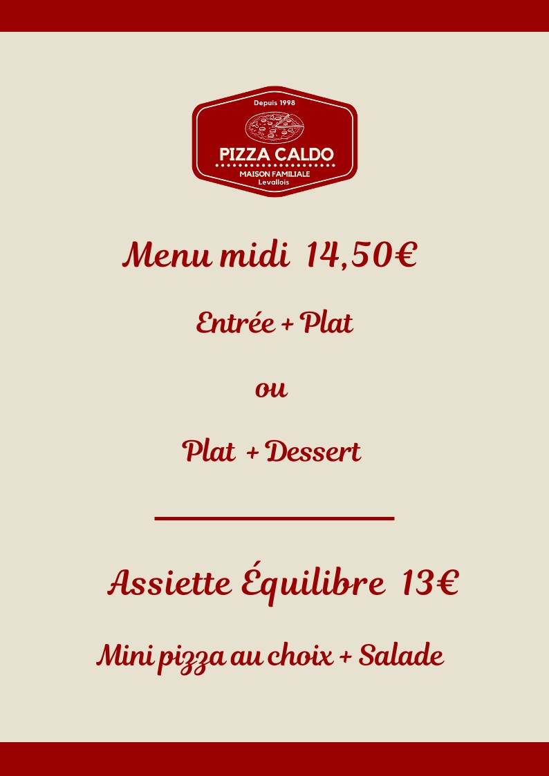 Pizza Caldo menu 1