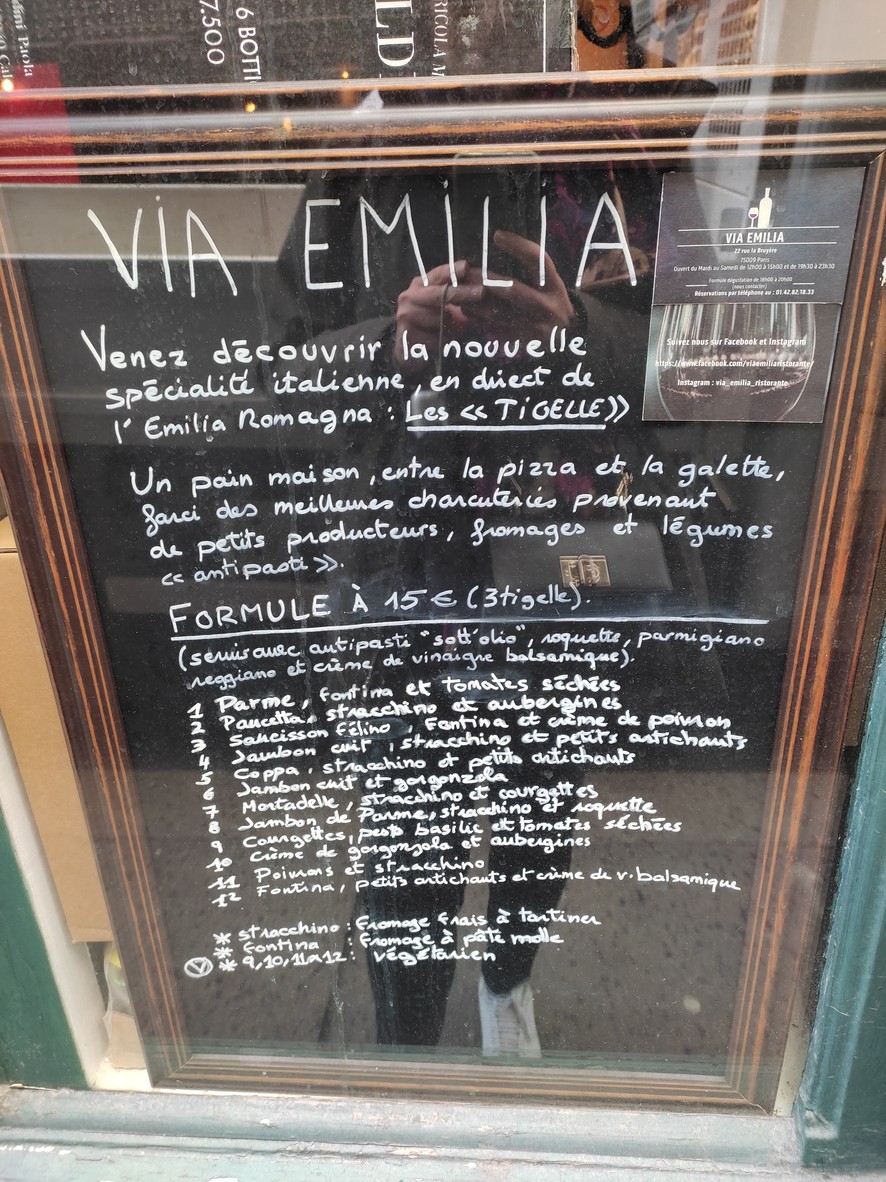 VIA EMILIA menu 1