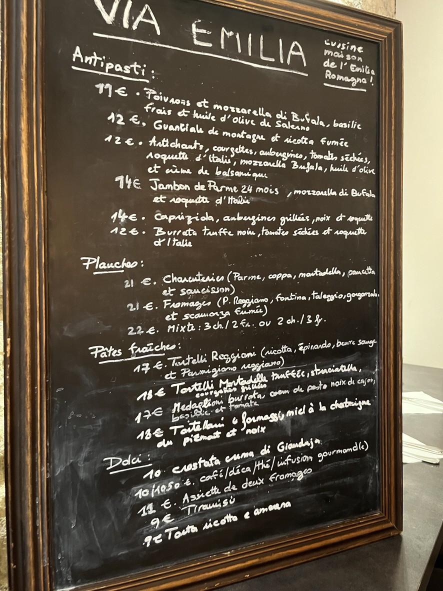 VIA EMILIA menu 2