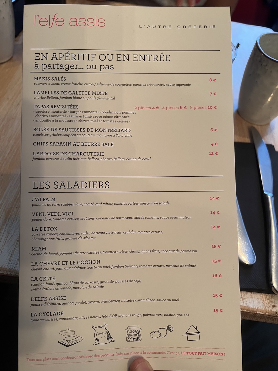 L' Elfe Assis menu 1
