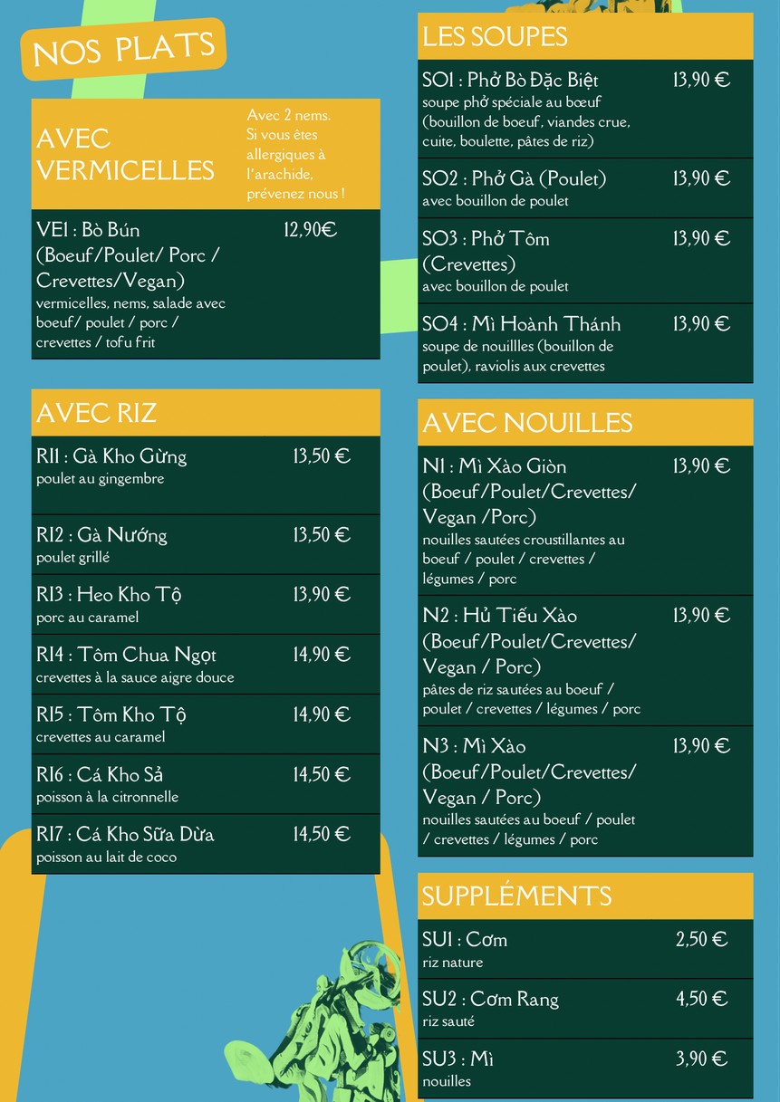 Sao Mai menu 2