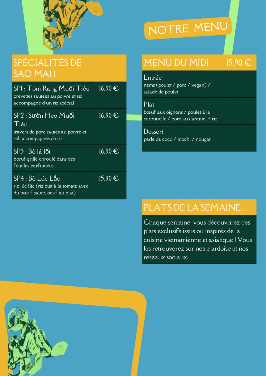 Sao Mai menu 3