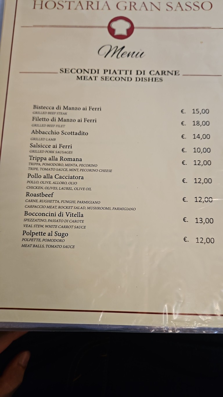 Gran Sasso menu 3