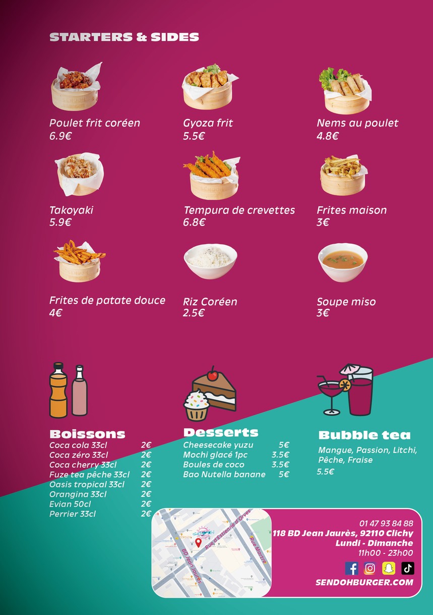 SENDOH BURGER menu 1