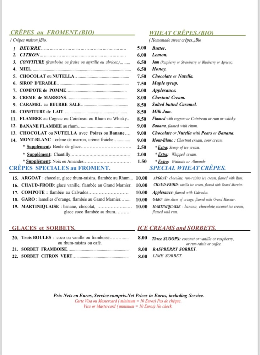 La Petite Bretonne menu 3