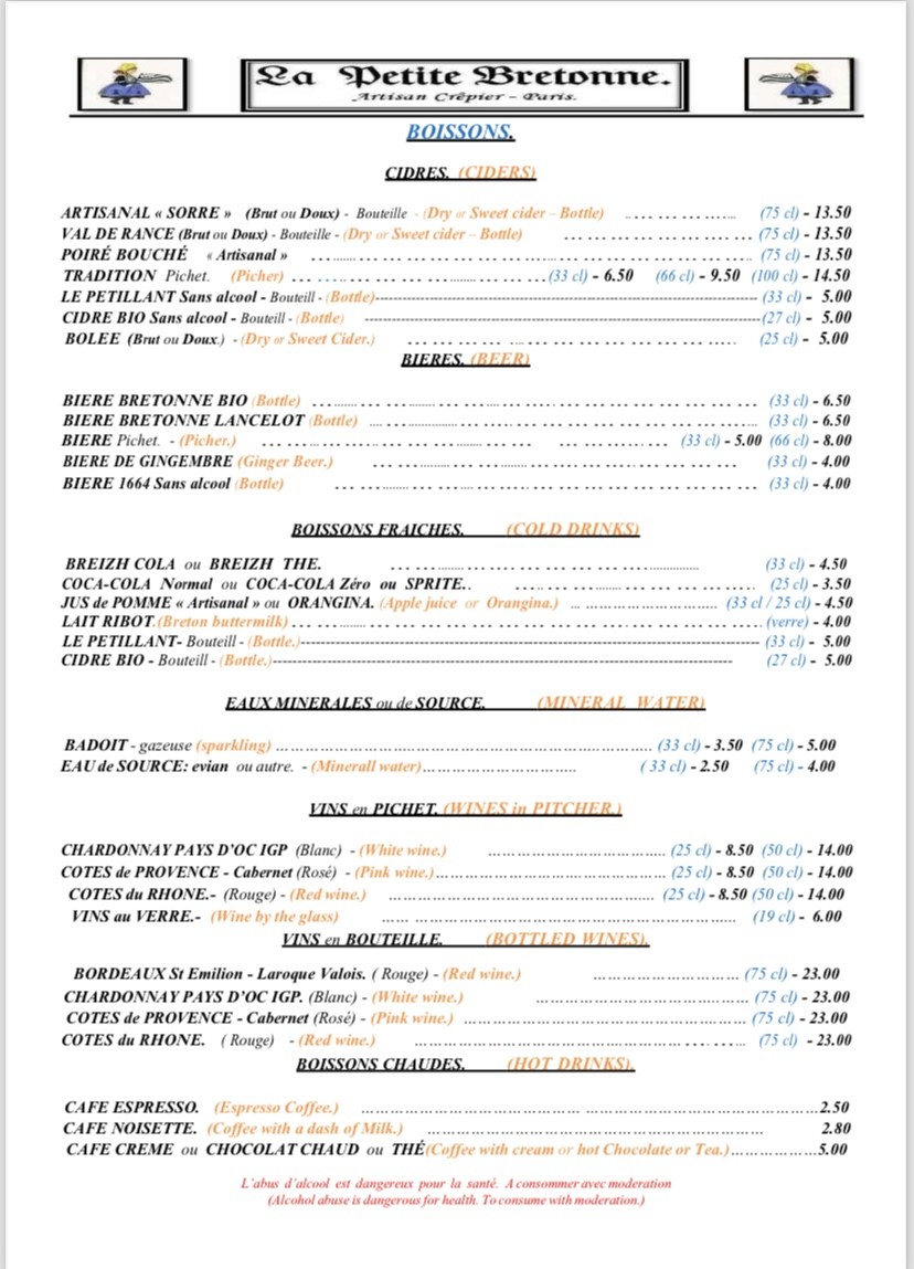La Petite Bretonne menu 4