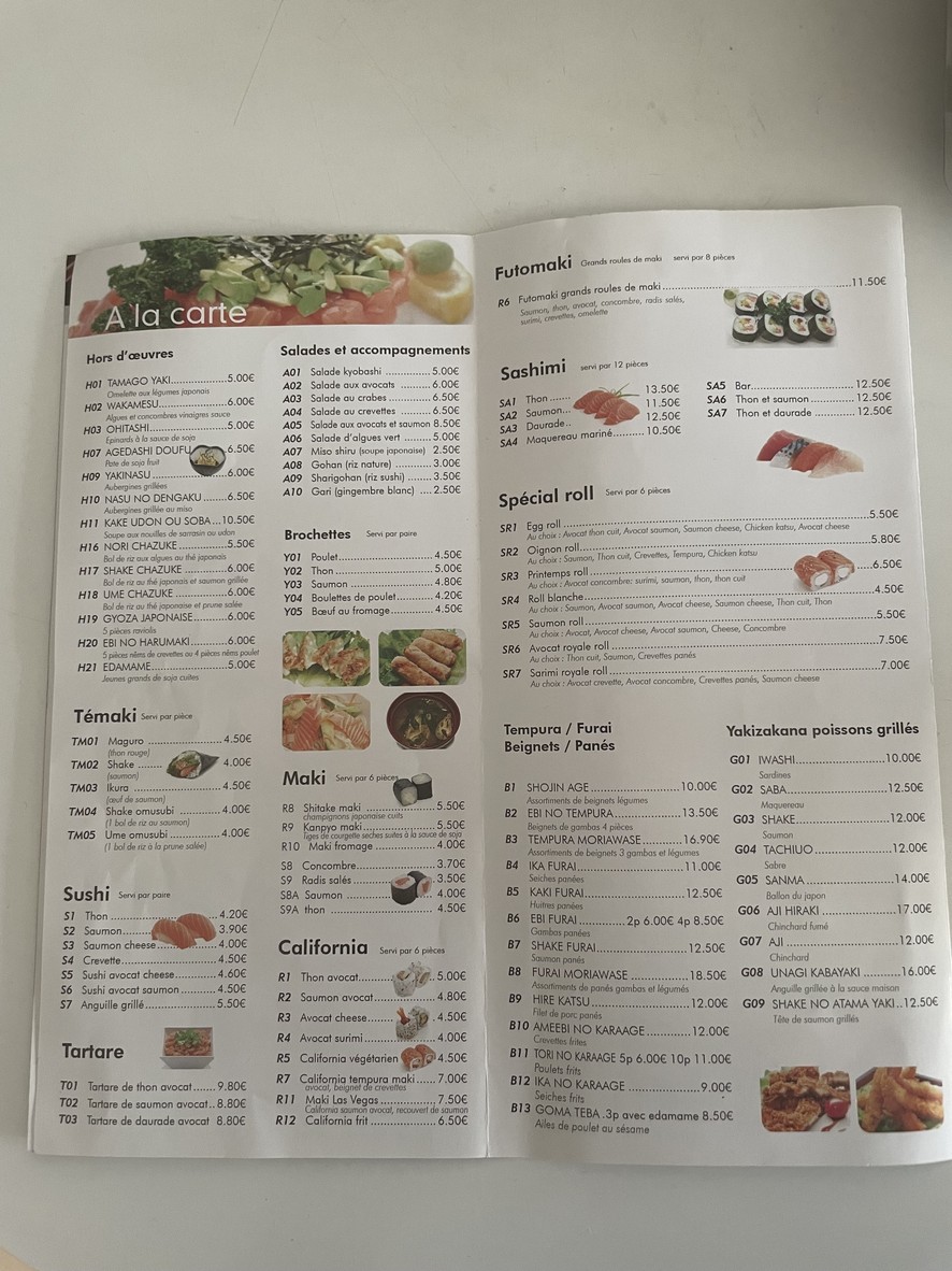 Kyobashi menu 1