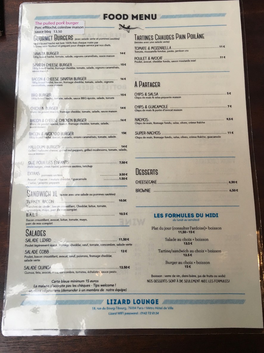 LIZARD menu 2