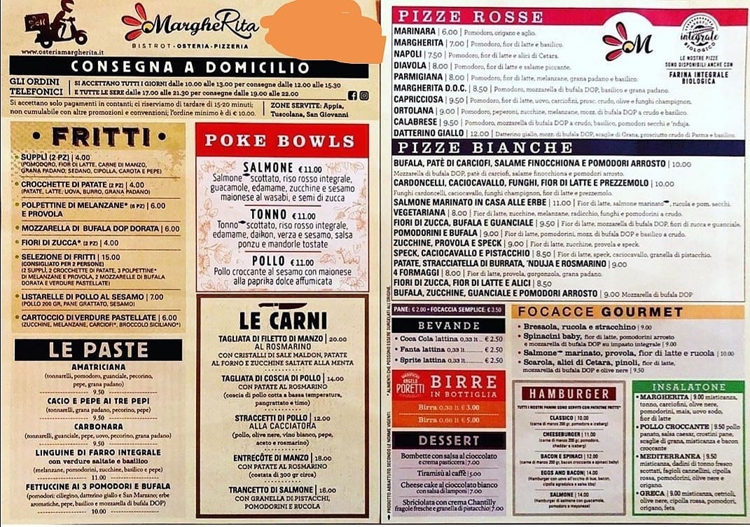 MargheRita Osteria Pizzeria (Colli Portuensi) menu 1